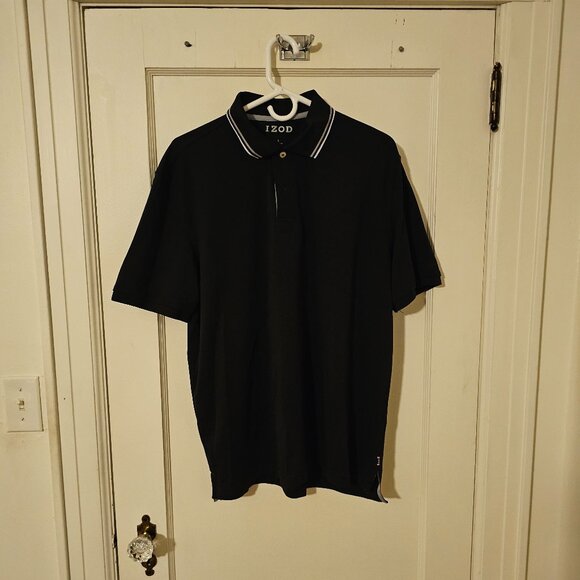 IZOD men's half button short sleeve black - Picture 1 of 2